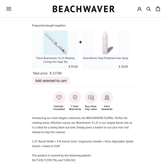 **SOLD** Floral Beachwaver S1.25 rotating curling iron in Sage Sky - Picture 2 of 2